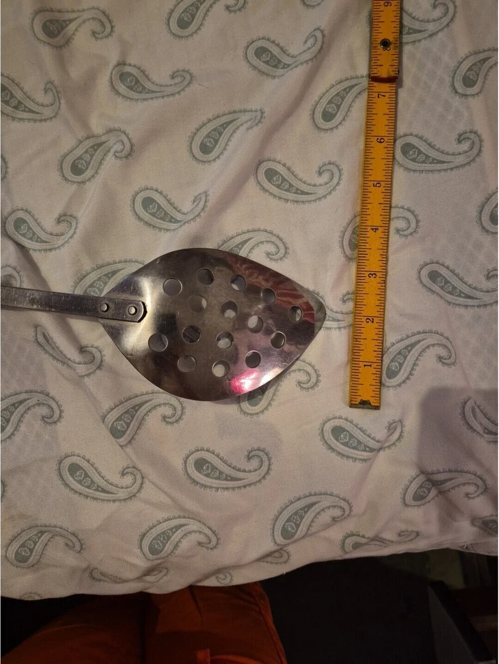 STANHOME Stainless large slotted serving spoon. Vintage 14” Teardrop